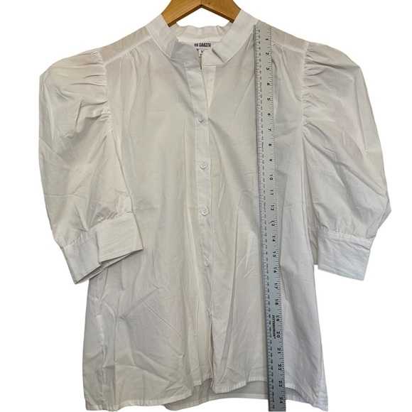BB Dakota Poplin Button Down Puff Sleeved Shirt White Womens Size Medium - Picture 6 of 6